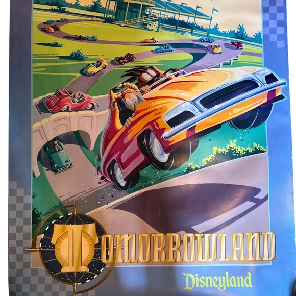 Vintage Autopia Attraction Poster Disney Disneyland Tomorrowland Poster - Picture 5 of 6